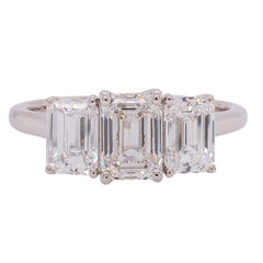 14K White Gold 3 Stone Emerald Cut Lab Diamond Engagement Ring – 2.00 CTW | EF VS, view 1