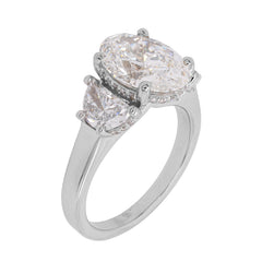 14K White Gold 3 Stone Lab Diamond Engagement Ring – 4.50 CTW Oval Cut | EF VS, view 2