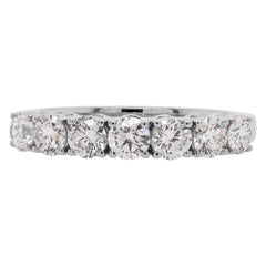 14K White Gold 7 Stone Lab Diamond Wedding Band – 1.00 CTW Round Brilliant | EF VS, view 1