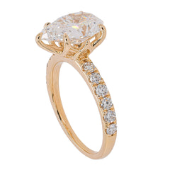 14K Yellow Gold Tulip Set Pear Lab Diamond Engagement Ring – 3.50 CTW | EF VS, view 2