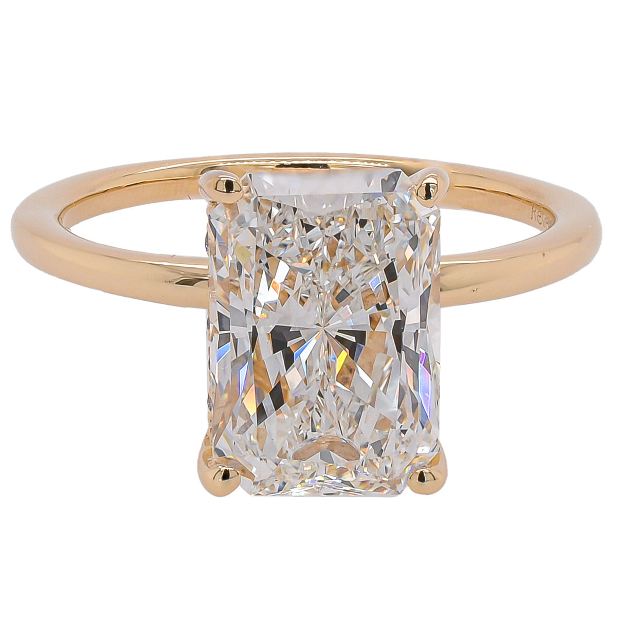 14K Yellow Gold Radiant Cut Lab Diamond Solitaire Engagement Ring – 3.19 CT | EF VS