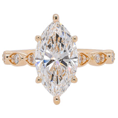 14K Yellow Gold Marquise Lab Diamond Trellis Engagement Ring – 3.15 CTW | EF VS, view 1