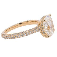 14K Yellow Gold Elongated Cushion Lab Diamond Hidden Halo Engagement Ring – 3.60 CTW | EF VS, view 2