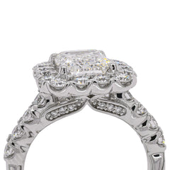 14K White Gold Emerald Cut Lab Diamond Halo Engagement Ring – 4.40 CTW | EF VS, view 3