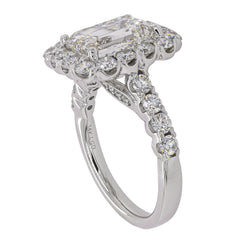 14K White Gold Emerald Cut Lab Diamond Halo Engagement Ring – 4.40 CTW | EF VS, view 2