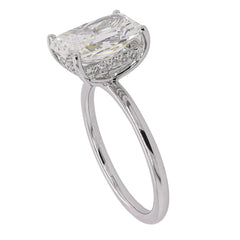 14K White Gold Radiant Cut Lab Diamond Hidden Halo Engagement Ring – 3.10 CTW | EF VS, view 2