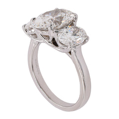14K White Gold 5CTW Oval 3-Stone Lab Diamond Ring, view 2