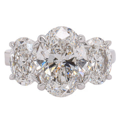 14K White Gold 5CTW Oval 3-Stone Lab Diamond Ring, view 1
