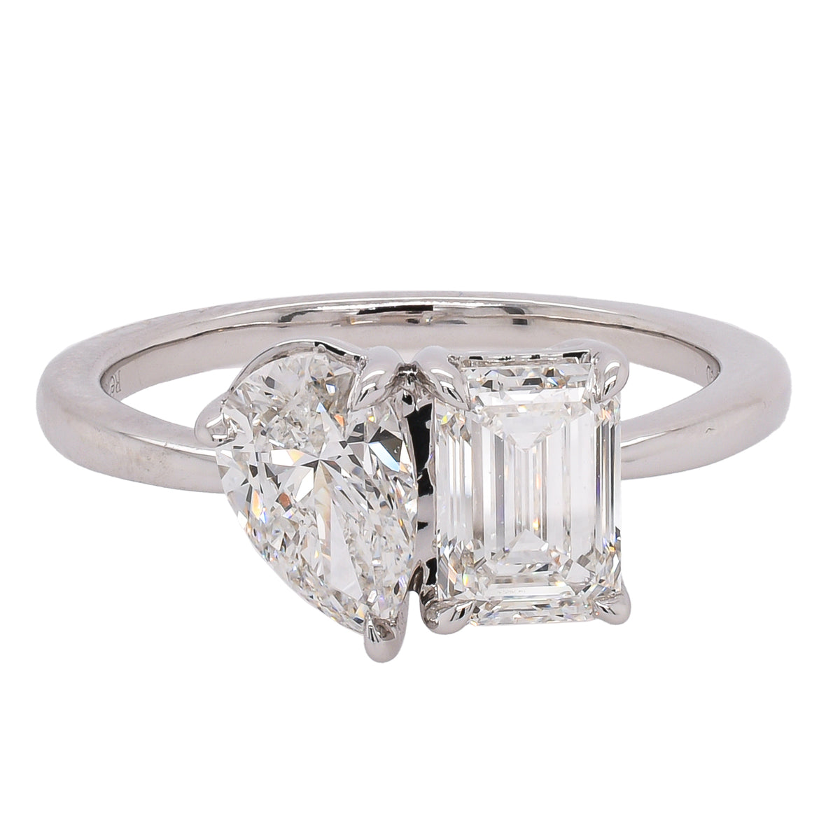 14K White Gold Lab Diamond Toi et Moi Ring – Pear & Emerald Cut 1.75 CTW | EF VS