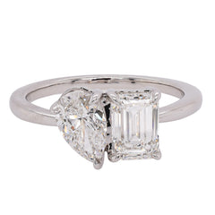 14K White Gold Lab Diamond Toi et Moi Ring – Pear & Emerald Cut 1.75 CTW | EF VS, view 1