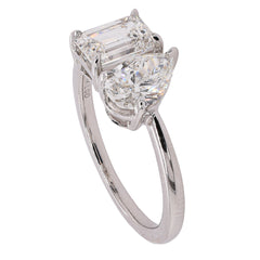 14K White Gold Lab Diamond Toi et Moi Ring – Pear & Emerald Cut 1.75 CTW | EF VS, view 2
