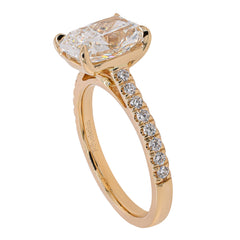 14K Yellow Gold Lab Diamond Elongated Cushion Engagement Ring with Diamond Band – 3.25 CTW | EF VS, view 2