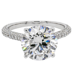 14K White Gold Lab Diamond Round Brilliant Engagement Ring with Pavé Diamond Band – 4.60 CTW | EF VS, view 1