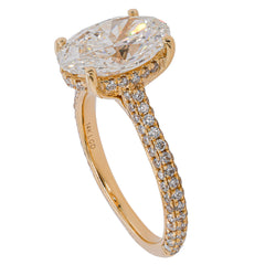 14K Yellow Gold Hidden Halo Oval Lab Diamond Engagement Ring – 3.69 CTW | EF VS, view 2