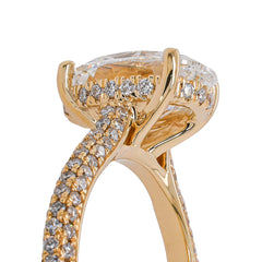 14K Yellow Gold Hidden Halo Oval Lab Diamond Engagement Ring – 3.69 CTW | EF VS, view 3