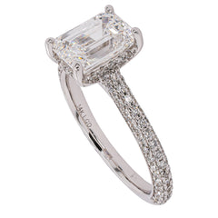 14K White Gold Hidden Halo Emerald Cut Lab Diamond Engagement Ring – 2.64 CTW | EF VS, view 2