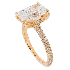 14K Yellow Gold Hidden Halo Radiant Cut Lab Diamond Engagement Ring – 3.70 CTW | EF VS, view 2