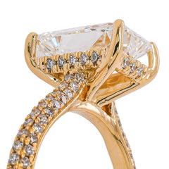 14K Yellow Gold Hidden Halo Radiant Cut Lab Diamond Engagement Ring – 3.70 CTW | EF VS, view 3