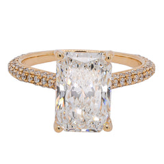 14K Yellow Gold Hidden Halo Radiant Cut Lab Diamond Engagement Ring – 3.70 CTW | EF VS, view 1