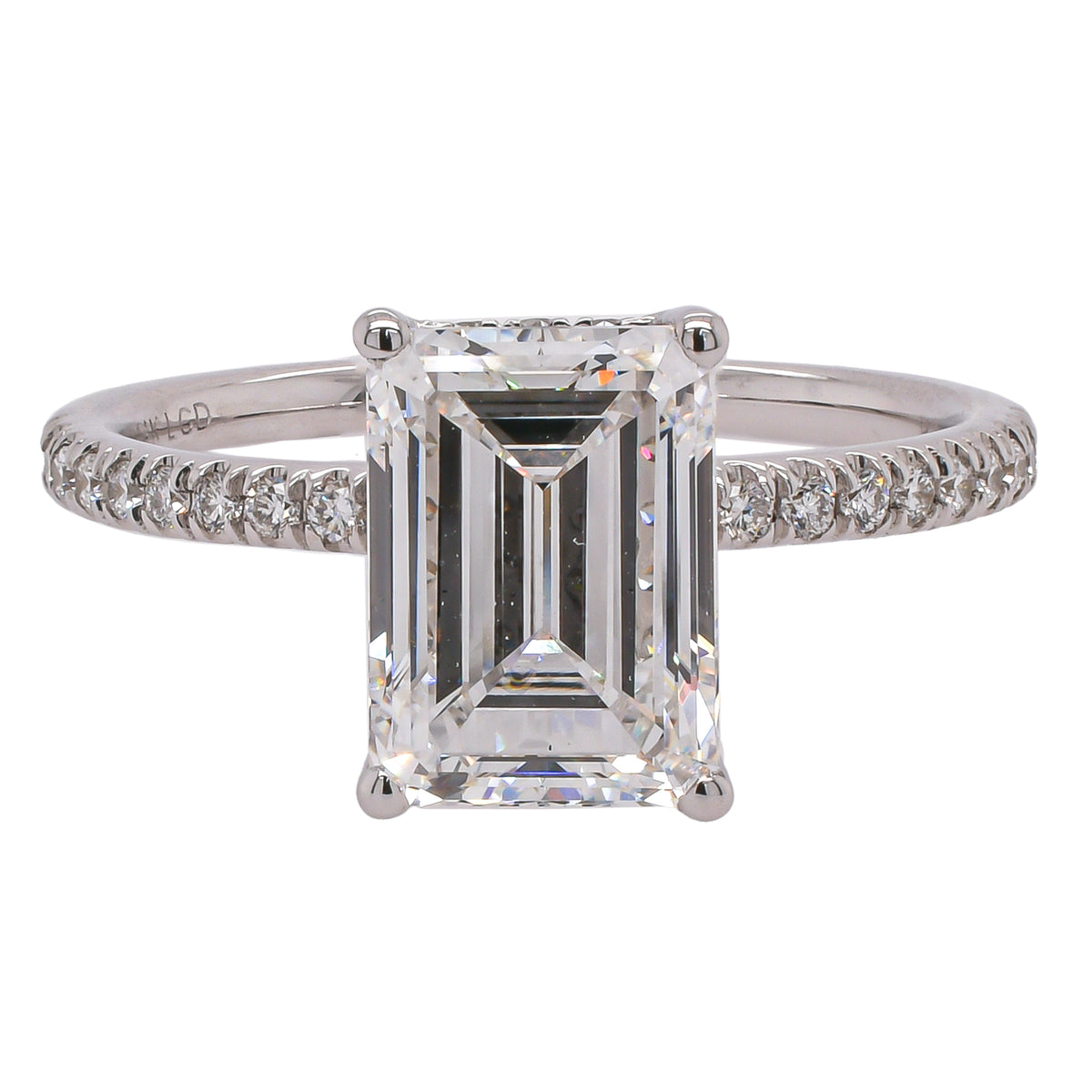 14K White Gold Emerald Cut Lab Diamond Halo Engagement Ring – 2.73 CTW | EF VS