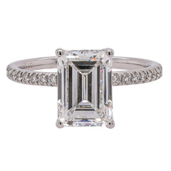 14K White Gold Emerald Cut Lab Diamond Halo Engagement Ring – 2.73 CTW | EF VS, view 1