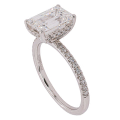 14K White Gold Emerald Cut Lab Diamond Halo Engagement Ring – 2.73 CTW | EF VS, view 2