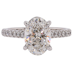 14K White Gold Oval Lab Diamond Cathedral Engagement Ring – 2.27 CTW | E-F VS, view 1