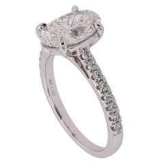 14K White Gold Oval Lab Diamond Cathedral Engagement Ring – 2.27 CTW | E-F VS, view 2