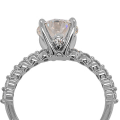 14K White Gold Round Lab Diamond Engagement Ring with Shared Prong Band – 3.57 CTW | E-F VS, view 3