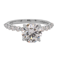 14K White Gold Round Lab Diamond Engagement Ring with Shared Prong Band – 3.57 CTW | E-F VS, view 1