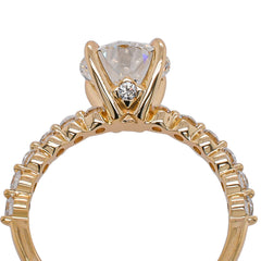 14K Yellow Gold Round Lab Diamond Engagement Ring with Shared Prong Band – 2.59 CTW | E-F VS, view 3