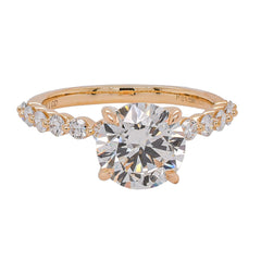 14K Yellow Gold Round Lab Diamond Engagement Ring with Shared Prong Band – 2.59 CTW | E-F VS, view 1