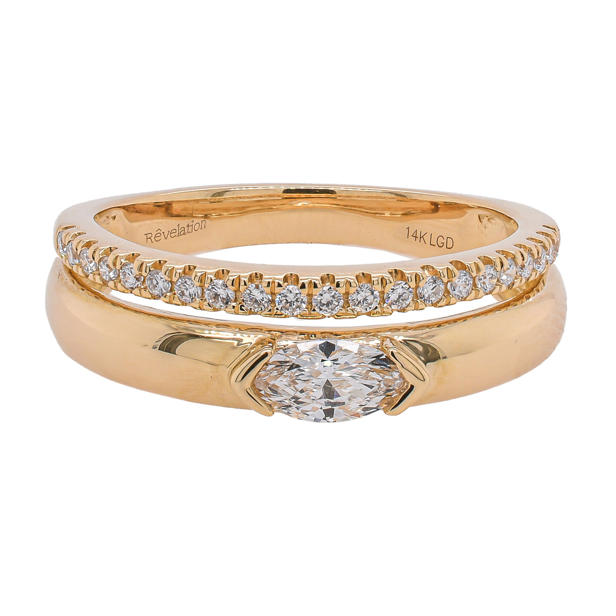 14K Yellow Gold Marquise Lab Diamond Stackable Ring – 0.40 CTW | F VS