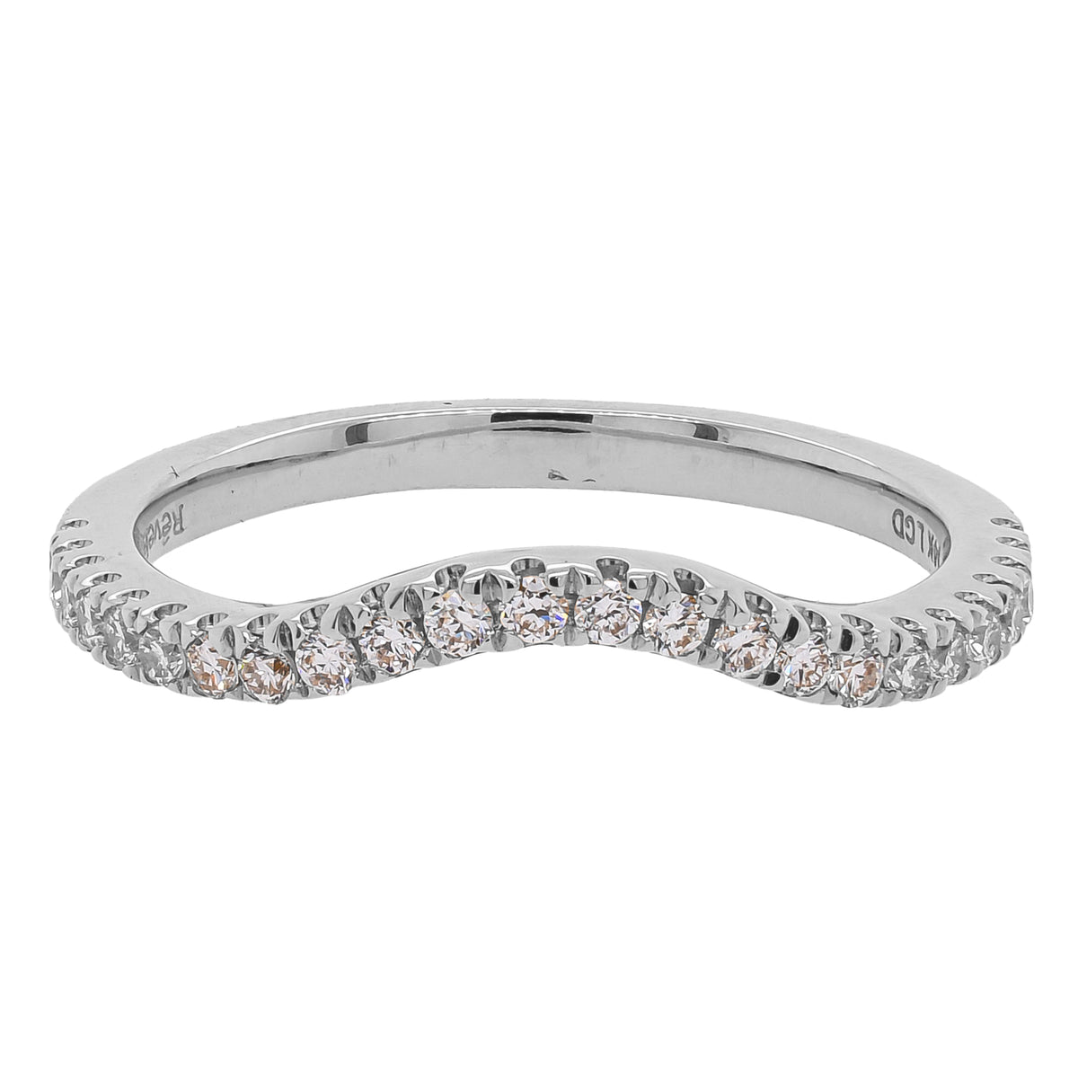 14K White Gold Curved Lab Diamond Wedding Band – 0.25 CTW | F VS