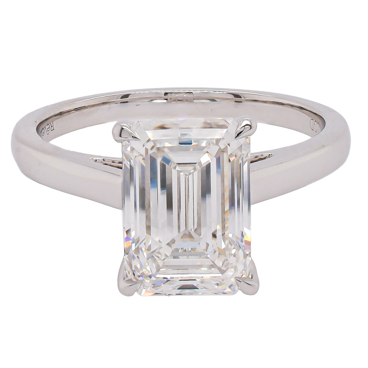14K White Gold 3.00 CT Emerald Cut Lab Grown Diamond Engagement Ring | E-F VS