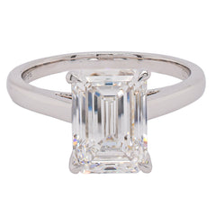 14K White Gold 3.00 CT Emerald Cut Lab Grown Diamond Engagement Ring | E-F VS, view 1