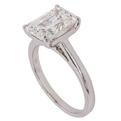 14K White Gold 3.00 CT Emerald Cut Lab Grown Diamond Engagement Ring | E-F VS, view 2