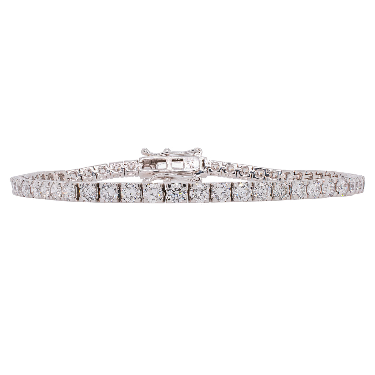 14K White Gold Lab Diamond Tennis Bracelet | 5.00 CTW Round Brilliant Lab Diamonds