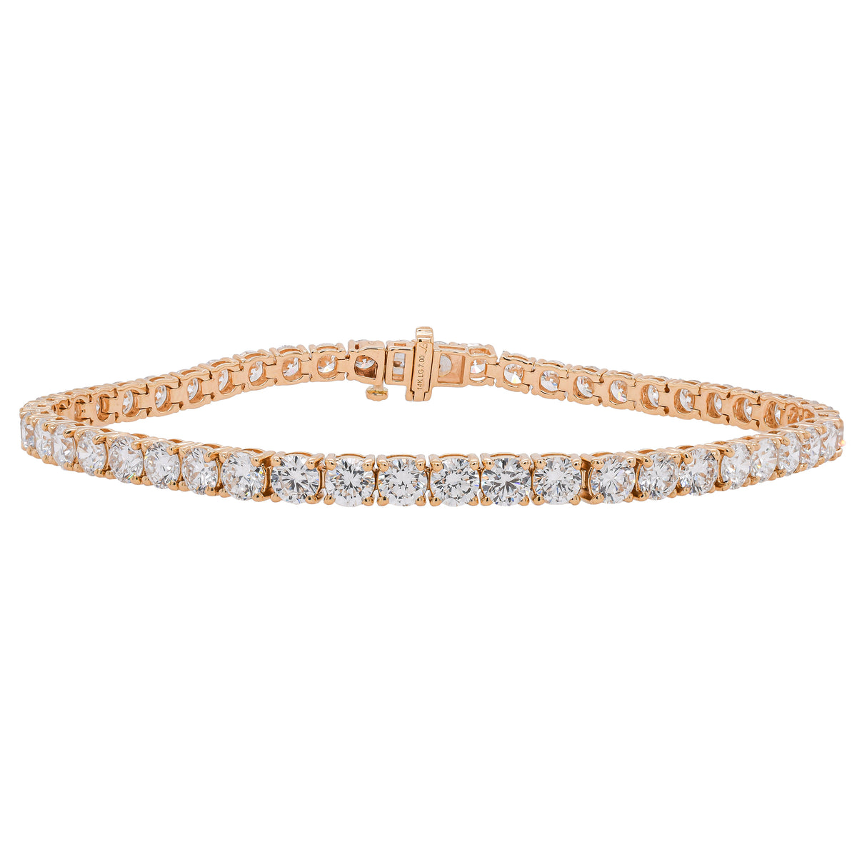 14K Yellow Gold Lab Diamond Tennis Bracelet 7CTW