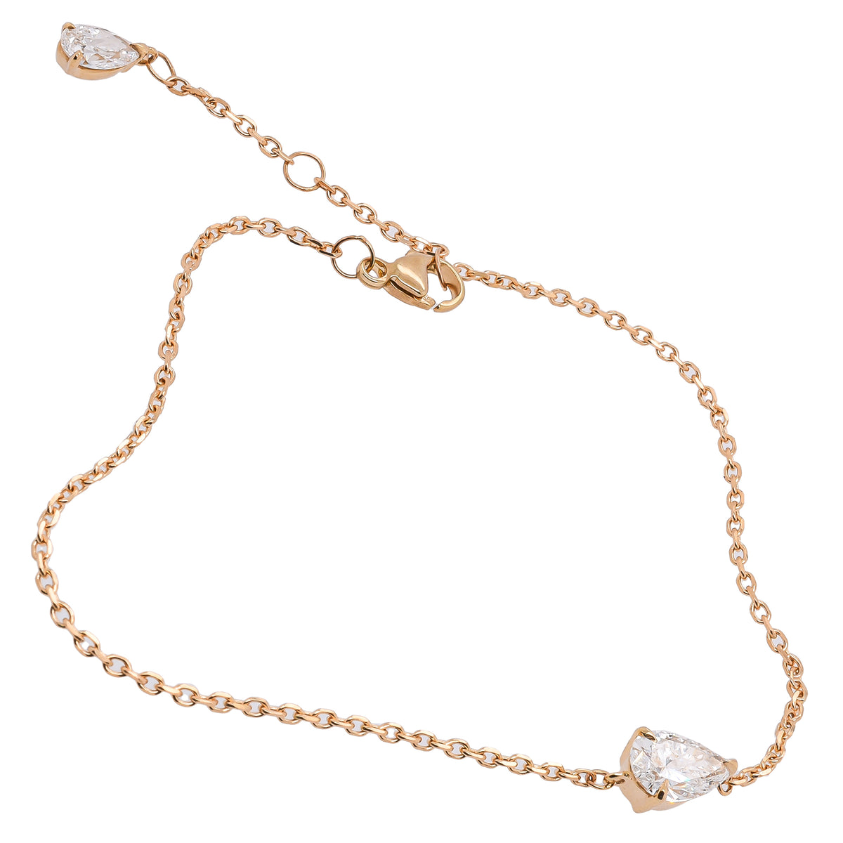 14K Yellow Gold Pear Cut Lab Diamond Bracelet – 0.75 CTW | F VS