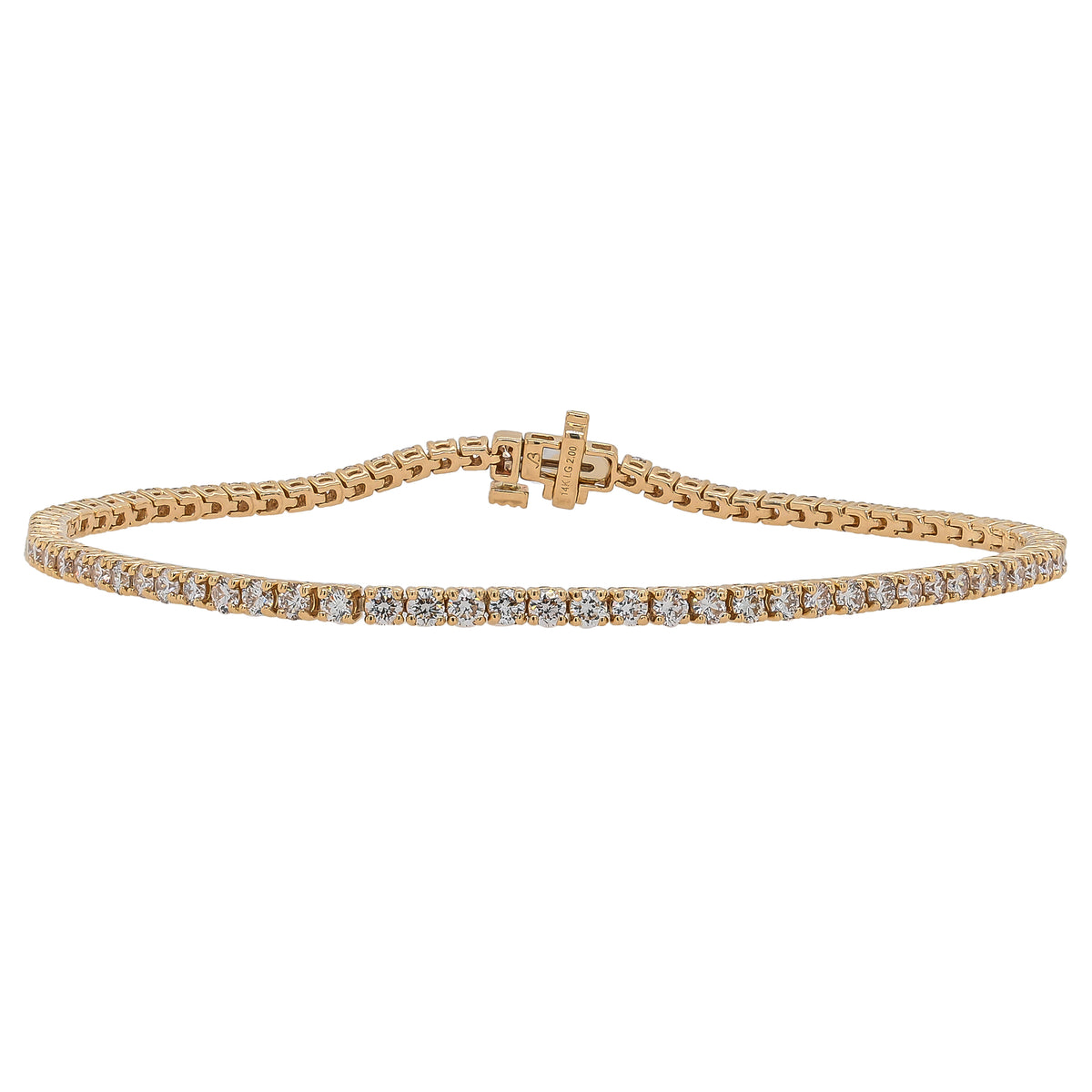 14K Yellow Gold Lab Diamond 2ct Tennis Bracelet
