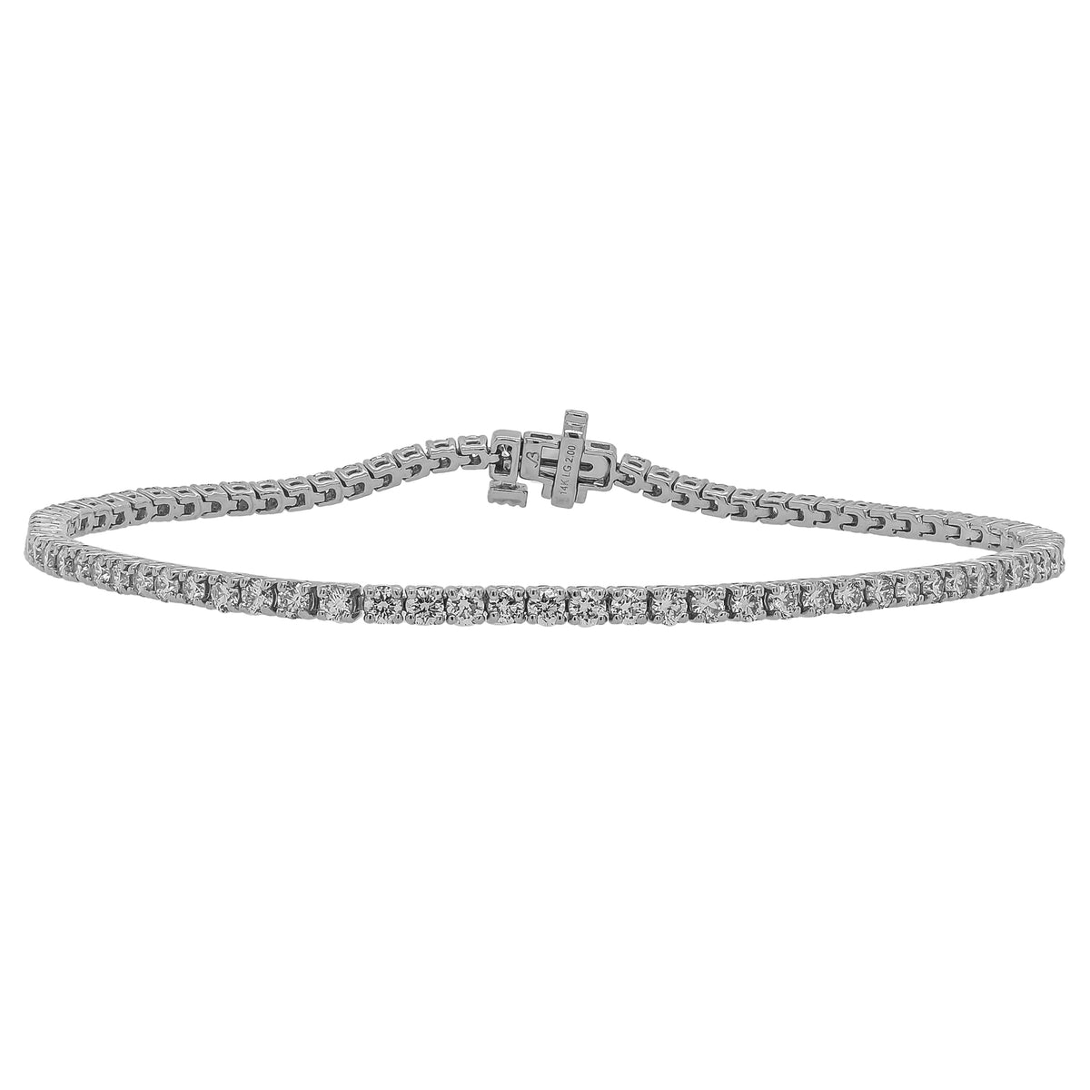 14K White Gold Lab Diamond 2ct Tennis Bracelet