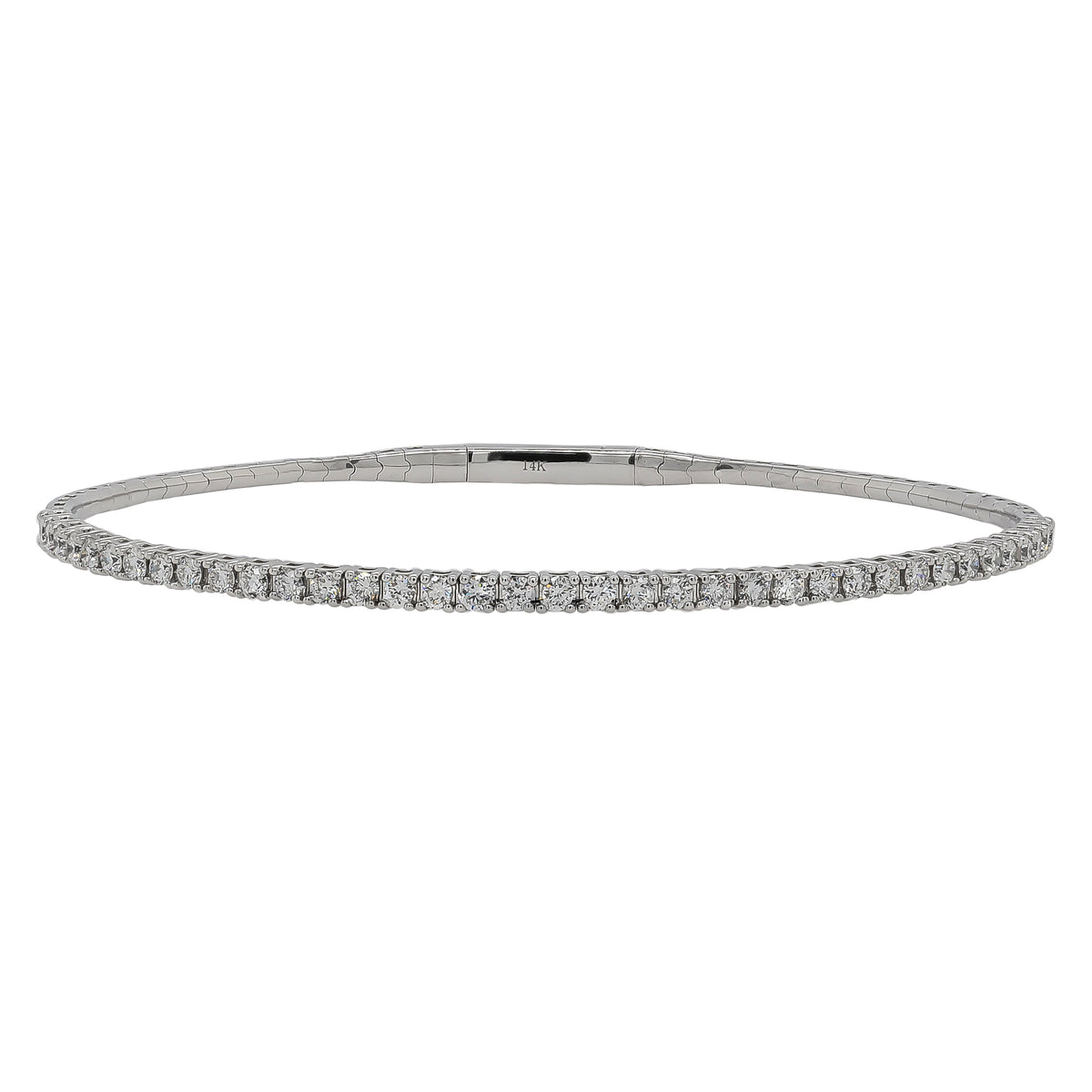 14K White Gold Lab Fiamond Flexi bangle Bracelet 1.00CTW