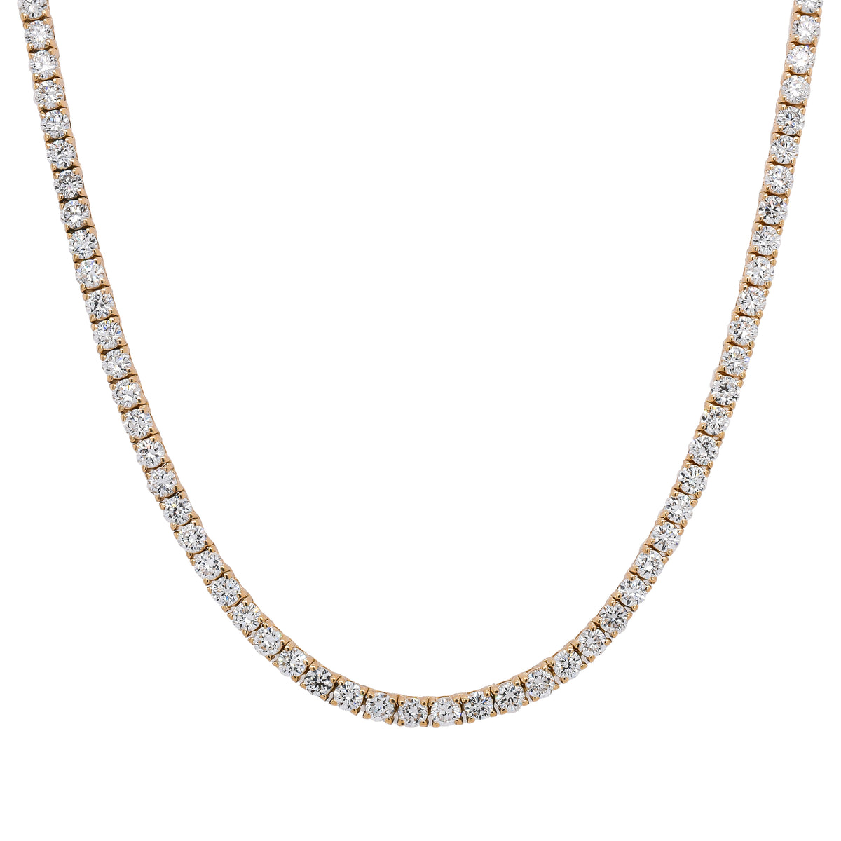 14K Yellow Gold Lab Diamond Tennis Necklace 7CTW