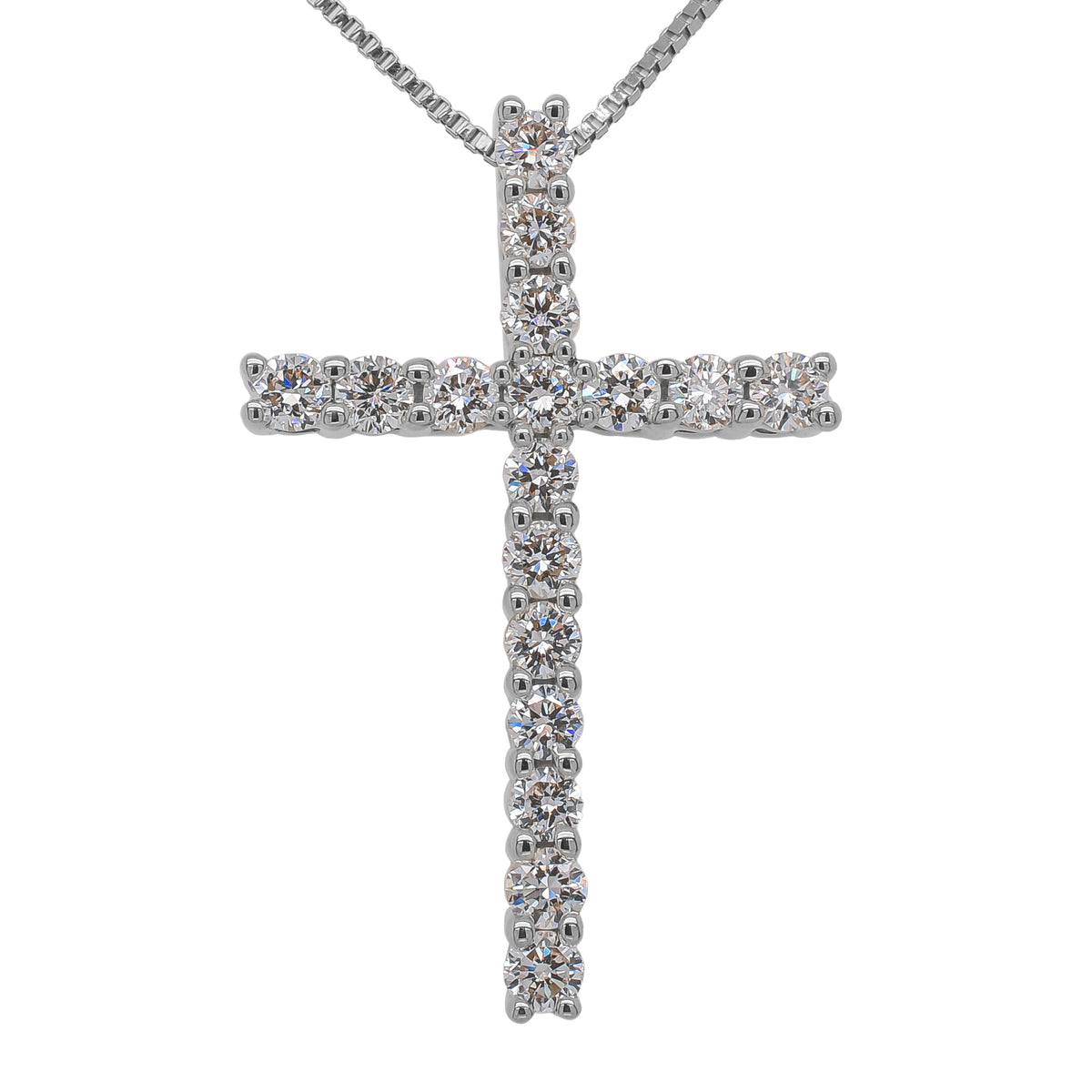 14K White Gold Lab Diamond Necklace – 17 Round Brilliant Diamonds | 1.00 CTW