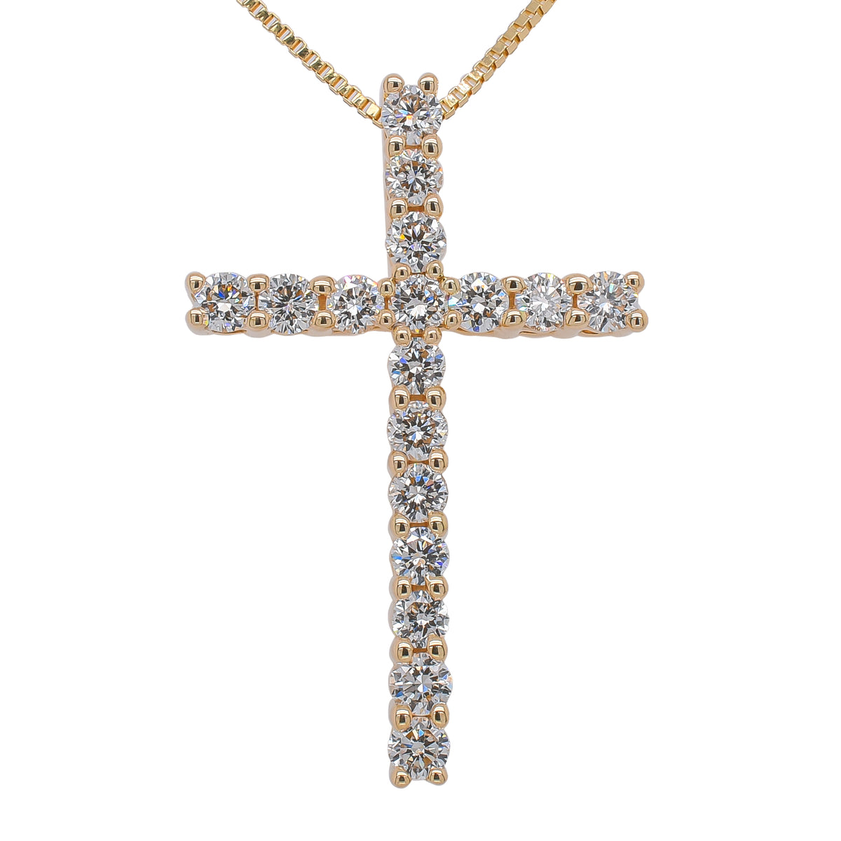 14K Yellow Gold Lab Diamond Cross Necklace – 0.50 CTW | Round Brilliant Lab Diamonds