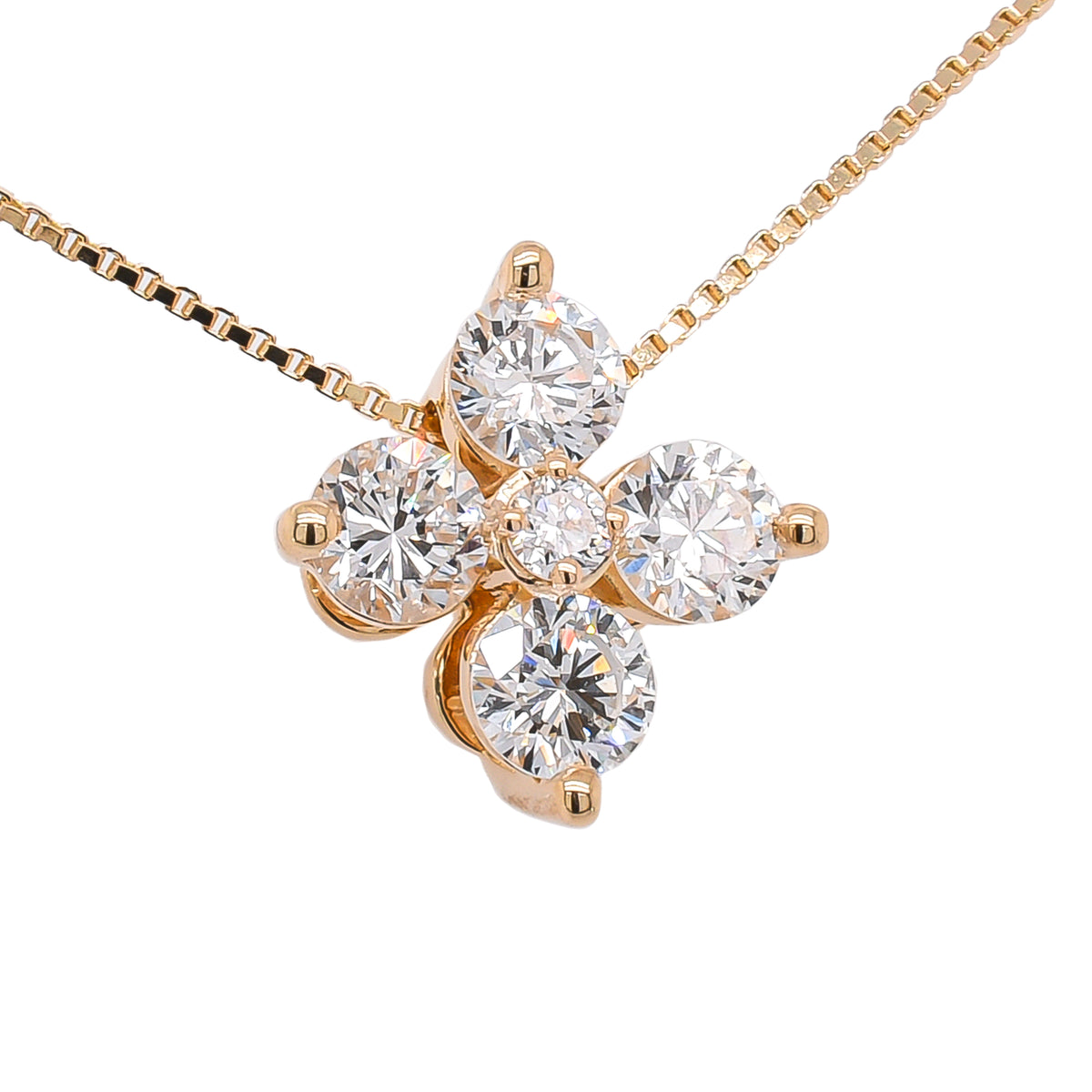 14K Yellow Gold Lab Diamond Petal Pendant Necklace – 0.50 CTW | EF VS