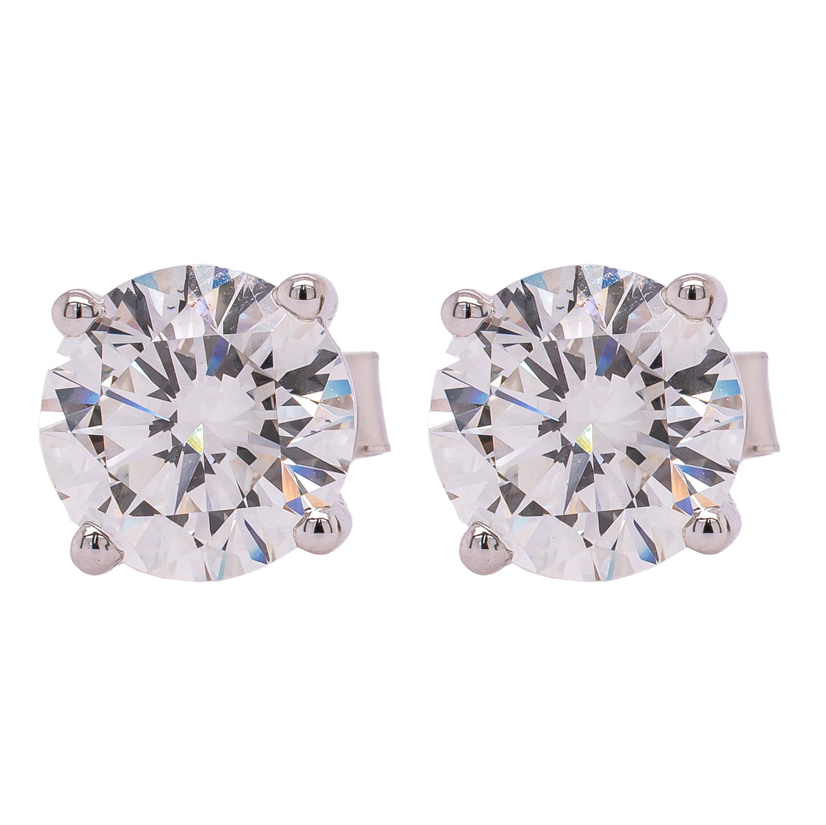 14K White Gold Round Brilliant Lab Diamond Stud Earrings – 3.03 CTW