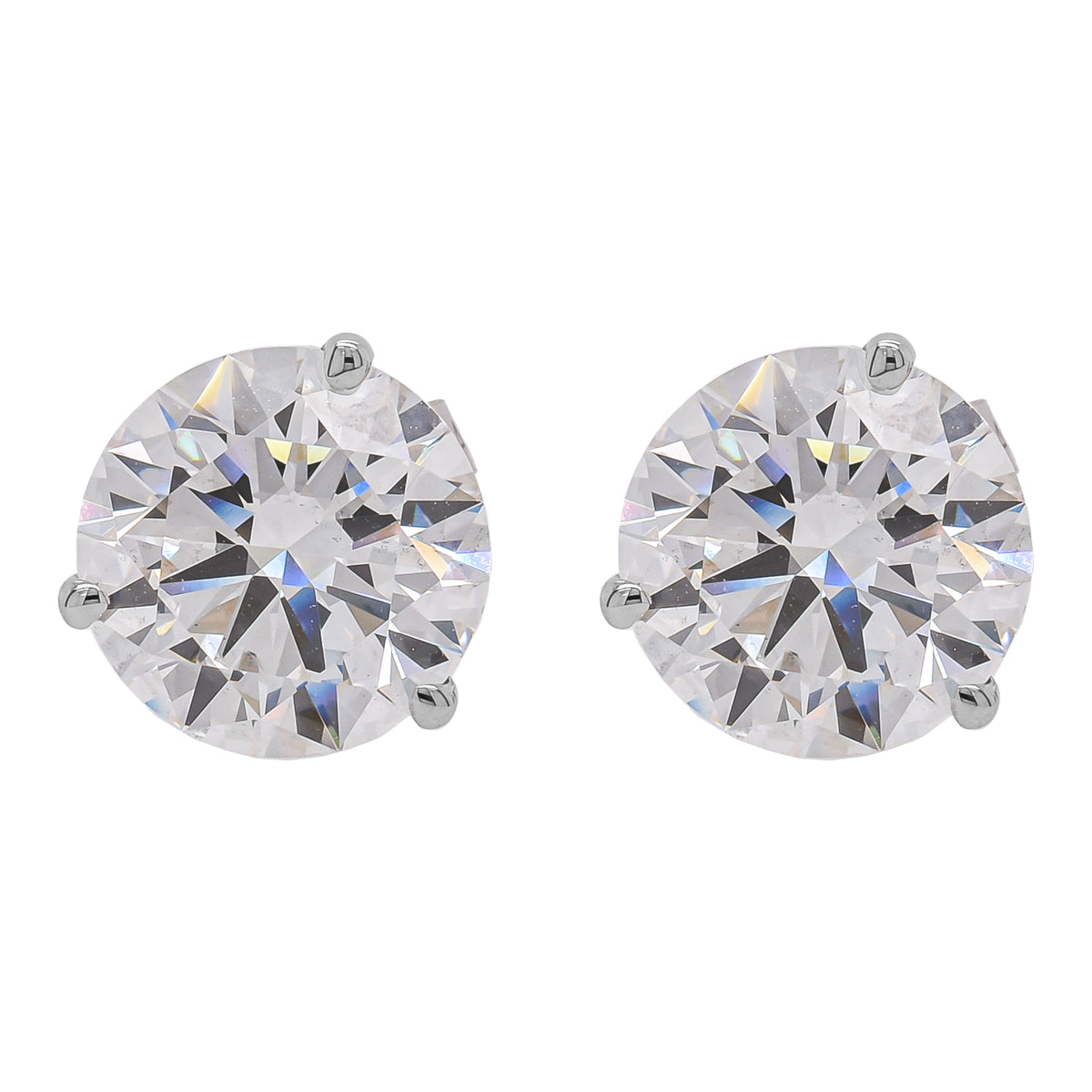 14K White Gold Lab Diamond 3CTW Martini Cup Stud Earrings