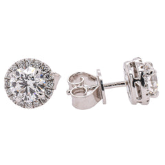 14K White Gold Lab Diamond Halo Stud Earrings – 1.16 CTW | F VS, view 2